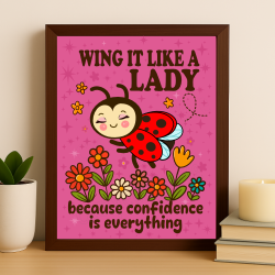 Wing It Like a Lady – Confident Ladybug Art Print for Bold, Joyful Spaces