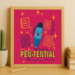 You Have Pen-tential – Whimsical Pen Art Print for Creative Inspiration