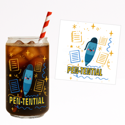 You Have Pen-Tential UV DTF Sticker – Cute Pen Character with Stars & Stationery You Have Pen-Tential UV DTF Sticker – Cute Pen Character with Stars & Stationery
