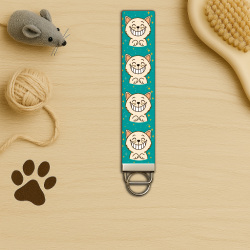 Grinning Cat Wristlet Keychain – Perfect for Cat Lovers Grinning Cat Wristlet Keychain – Perfect for Cat Lovers