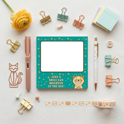 Just a Smile Can Brighten Up the Day Cat Mini Memo Pad