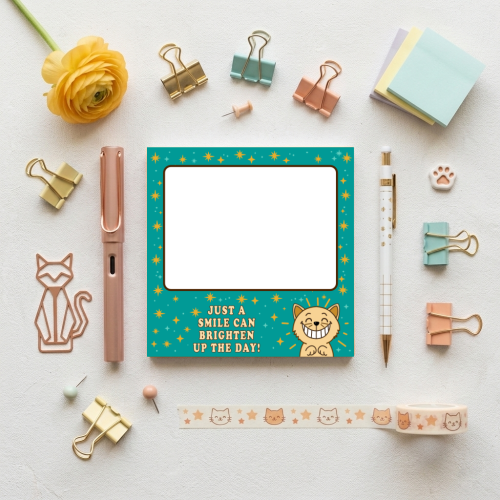 Just a Smile Can Brighten Up the Day Cat Mini Memo Pad