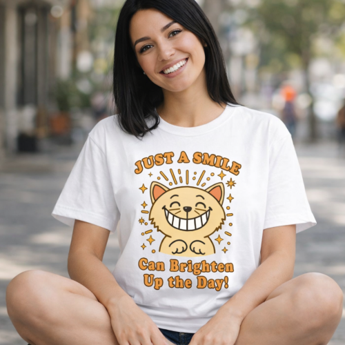 Just A Smile Can Brighten Up The Day – Smiling Cat T-Shirt