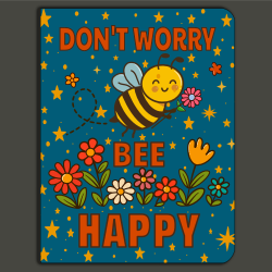 Don't Worry Bee Happy Mini Pocket Notebook – Cute Bee with Flowers, Handmade Positivity Gift
