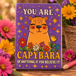 You Are Capybara of Anything Mini Pocket Notebook – Adorable Capybara with Stars & Flowers, Handmade Journal