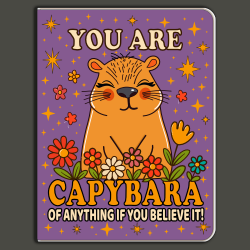 You Are Capybara of Anything Mini Pocket Notebook – Adorable Capybara with Stars & Flowers, Handmade Journal