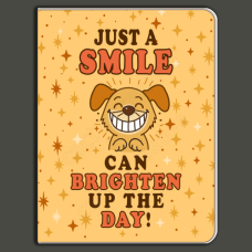 Just A Smile Can Brighten Up The Day Mini Notebook – Smiling Dog with Stars, Handmade Pocket Journal