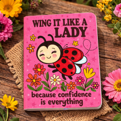 Wing It Like a Lady Mini Notebook – Cute Ladybug with Flowers, Confidence-Inspired Pocket Journal