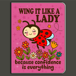 Wing It Like a Lady Mini Notebook – Cute Ladybug with Flowers, Confidence-Inspired Pocket Journal