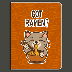Got Ramen? Mini Notebook – Cute Cat Eating Ramen, Pocket Size, Handmade Gift