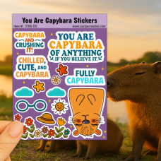 You Are Capybury of Anything Sticker Sheet – Chill Capybara Vibes with Flowers, Clouds